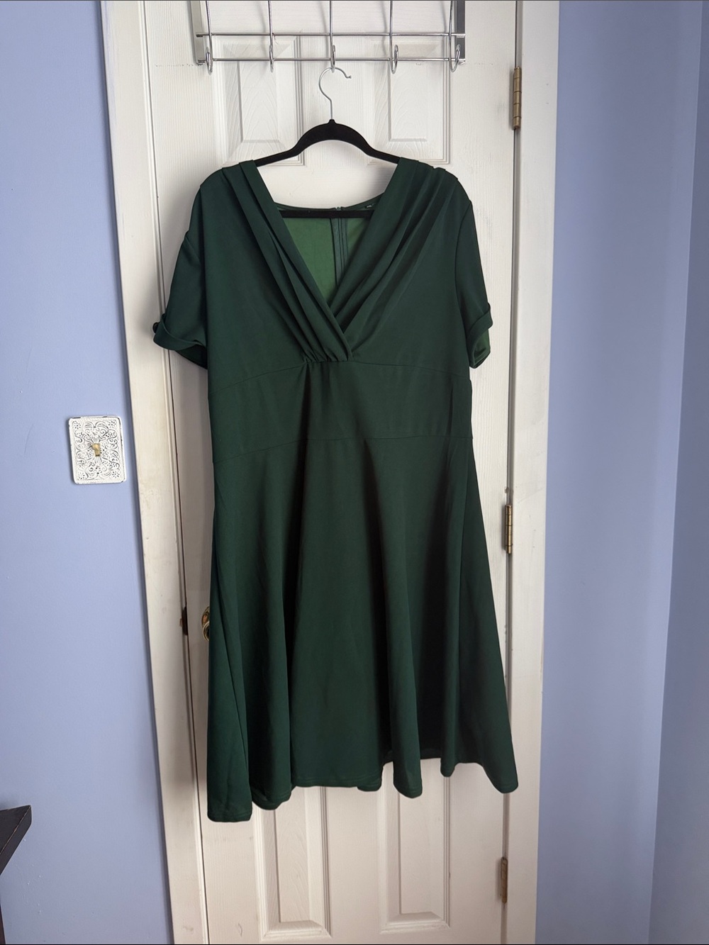 Amazon Women's Deep Green V-Neck Midi Dress